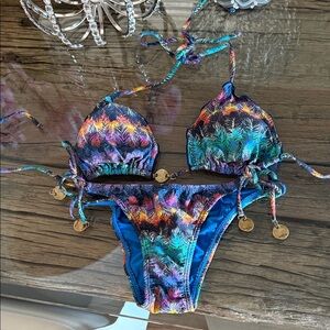 Sofia by VIX Colorful Feather Print Bikini